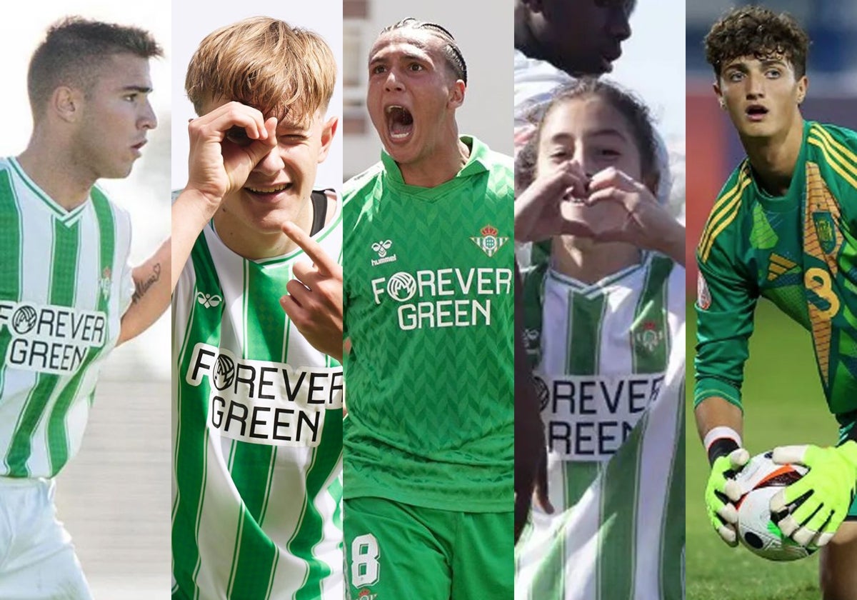 Pablo García, Jesús Rodrígeuz, Yanis, Tiago Polo y Manu González, jugadores de la cantera del Real Betis