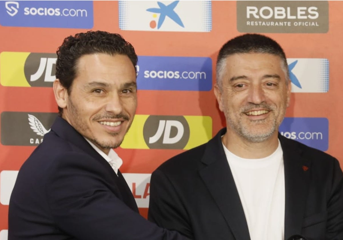 José María del Nido Carrasco y García Pimienta durante la presentación del segundo como nuevo entrenador del Sevilla FC