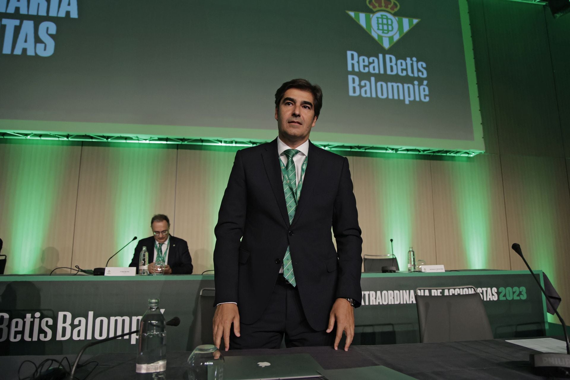 Ángel Haro, durante la última junta de accionistas del Betis