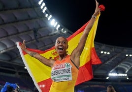 Ana Peleteiro, en la final de triple salto