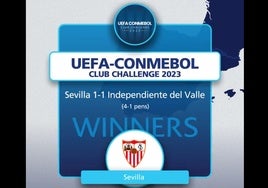 La UEFA incluye al Sevilla en su relación de campeones europeos por su triunfo ante Independiente del Valle