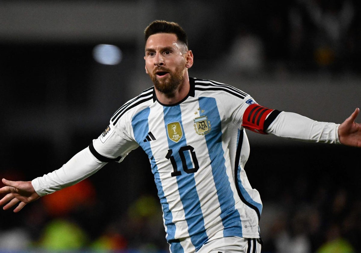 Messi, celebrando un gol en uno de sus partidos con su selección