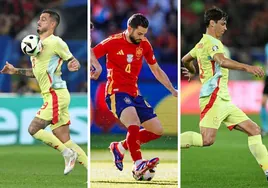Joselu, Nacho y Le Normand, con la selección española durante la Eurocopa