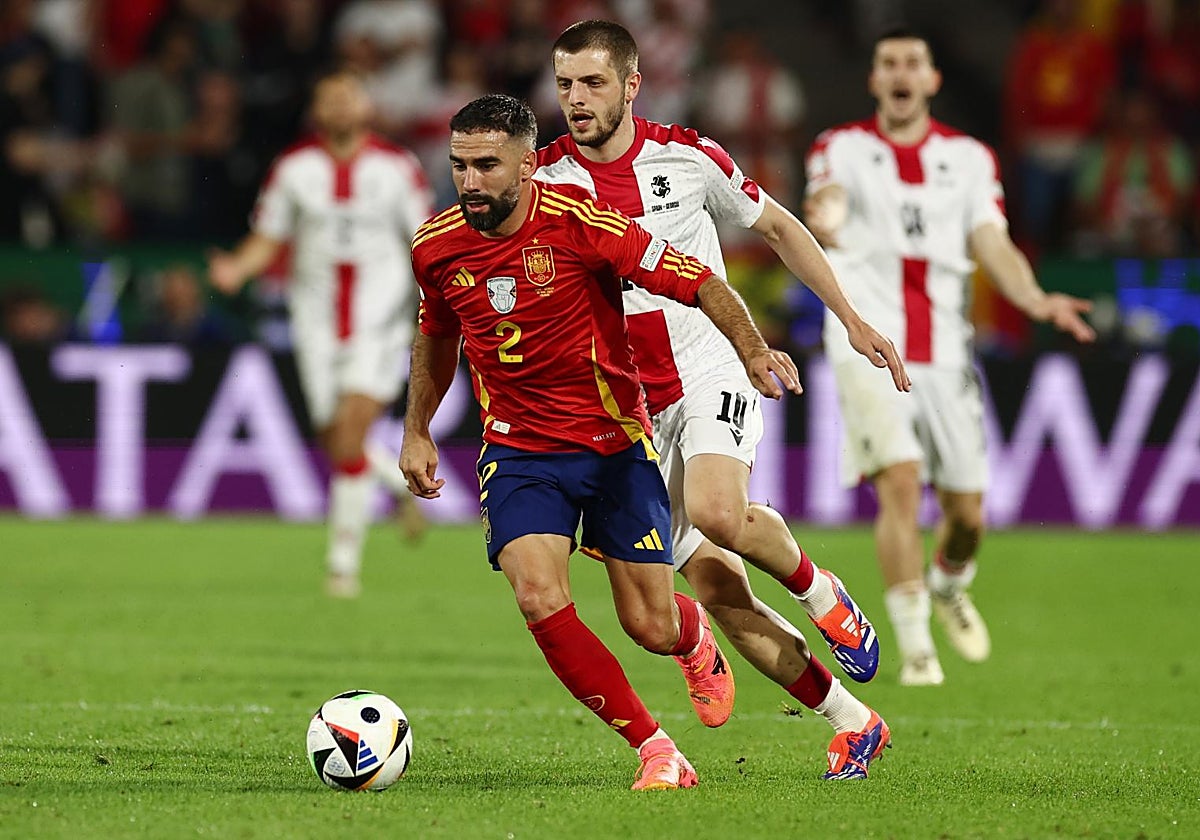 Carvajal, durante el España-Georgia de octavos de final de la Eurocopa