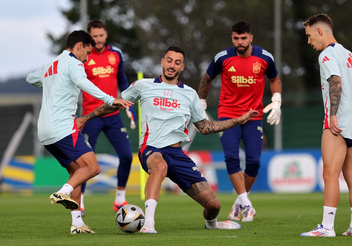 Los españoles, en su entrenamiento