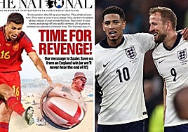 La original portada en la prensa escocesa que se encomienda a España en la final contra Inglaterra: «Se jubilan en vuestras ciudades»