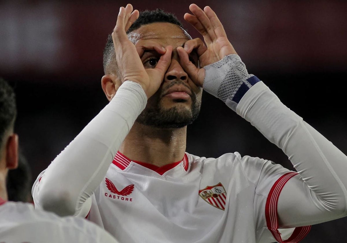 El delantero Youssef En-Nesyri celebra un gol en el Sánchez-Pizjuán