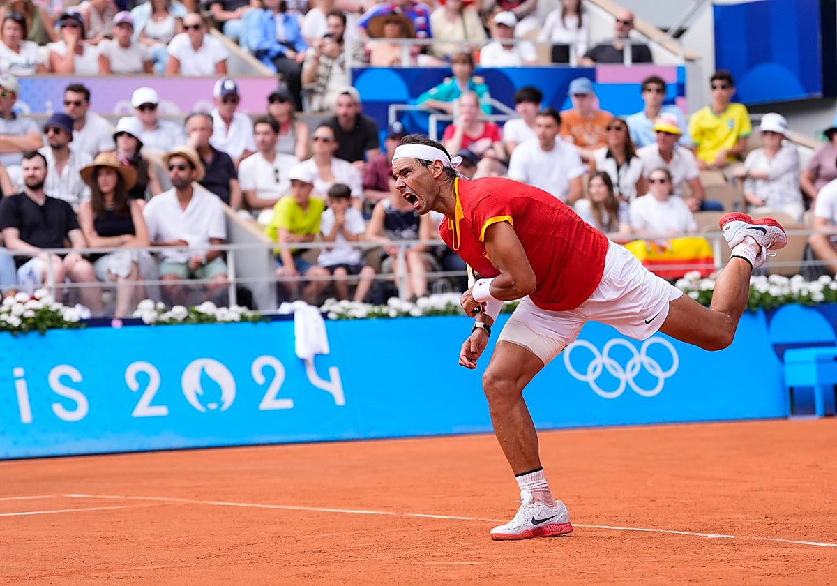 Nadal, durante su partido ante Fucsovics