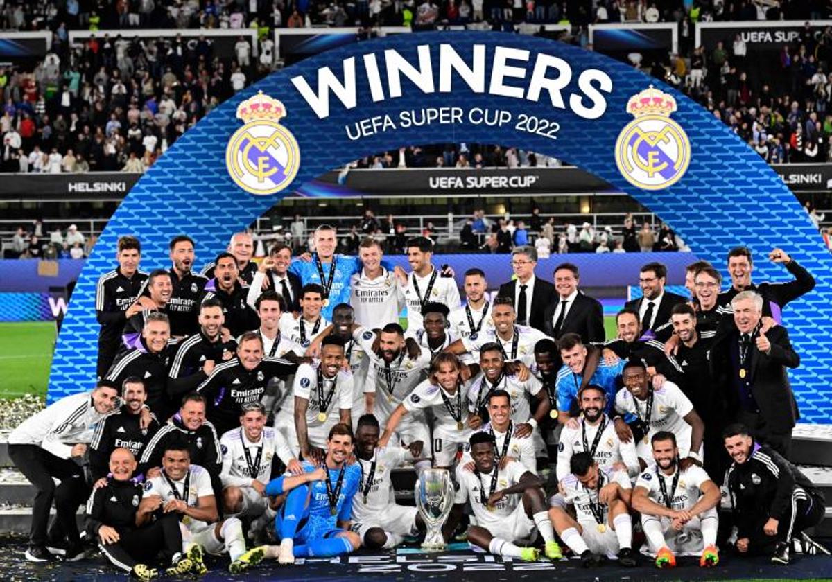 Última Supercopa ganada por el Real Madrid, en 2022, en el estadio Olímpico de Helsinki, con 2-0 ante el Eintracht Frankfort