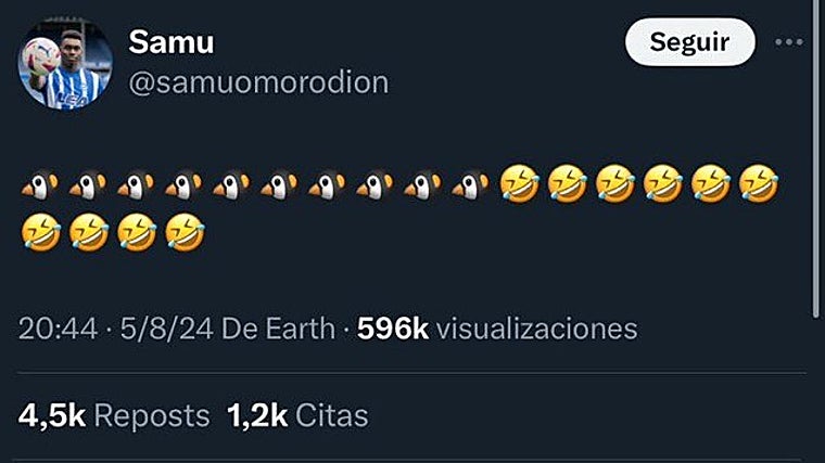 El tuit a modo de burla que publicó el delantero Samu Omorodion tras ganar a Marruecos