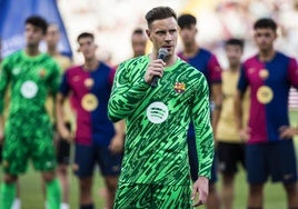 Ter Stegen, criticado por los culés por no decir «Visca Cataluña» en el discurso del Gamper