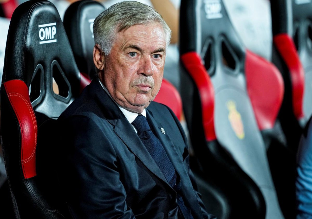 Carlo Ancelotti, este domingo en el banquillo visitante del estadio de Son Moix