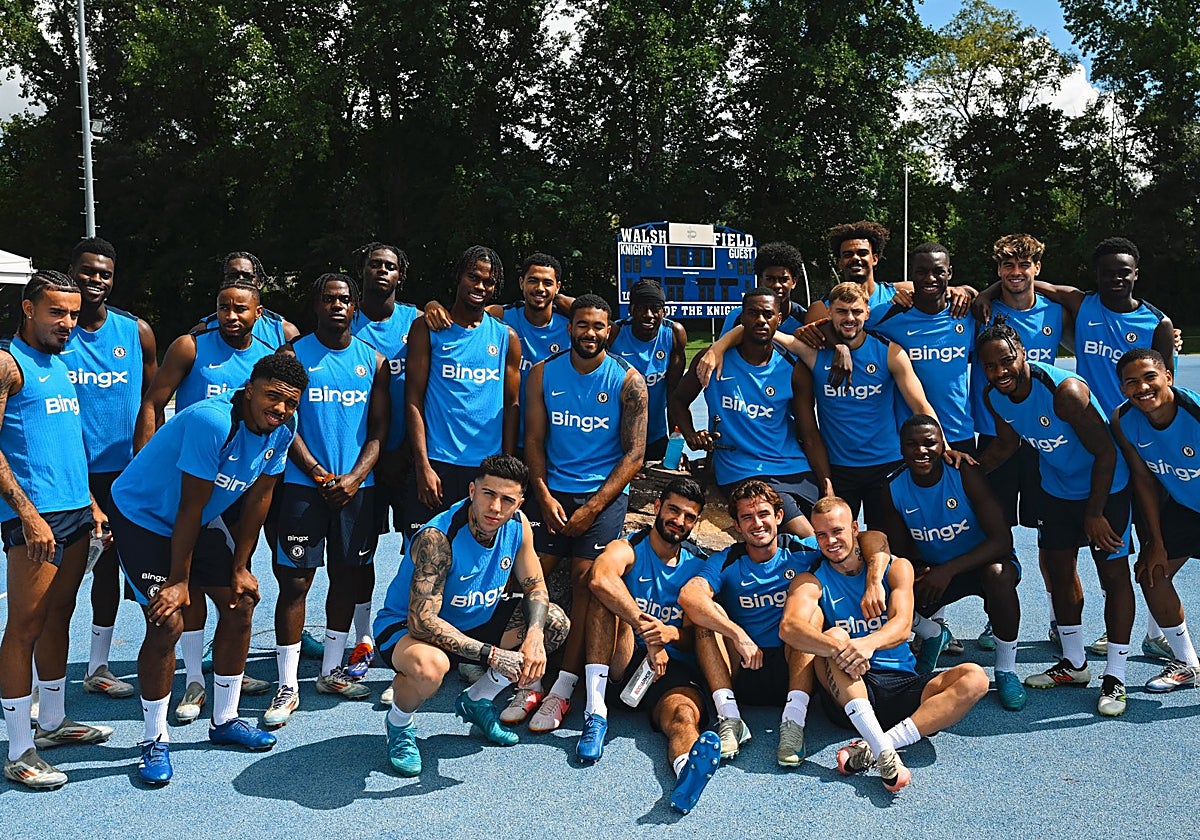 Varios de los jugadores del Chelsea, en un entrenamiento reciente