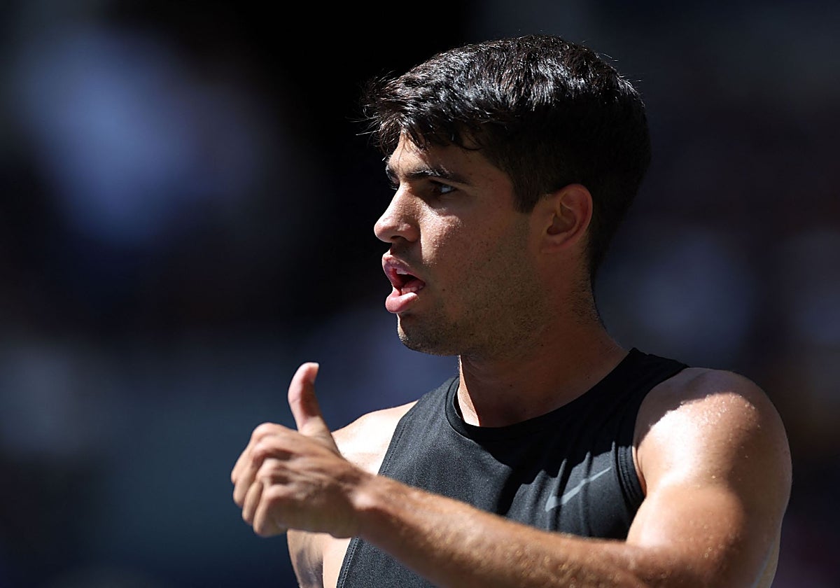 Carlos Alcaraz, durante un entrenamiento en el US Open