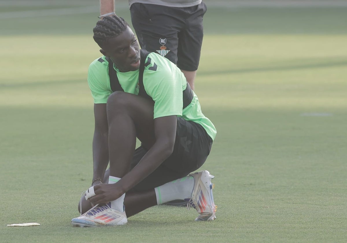 Assane Diao, en el entrenamiento del pasado miércoles