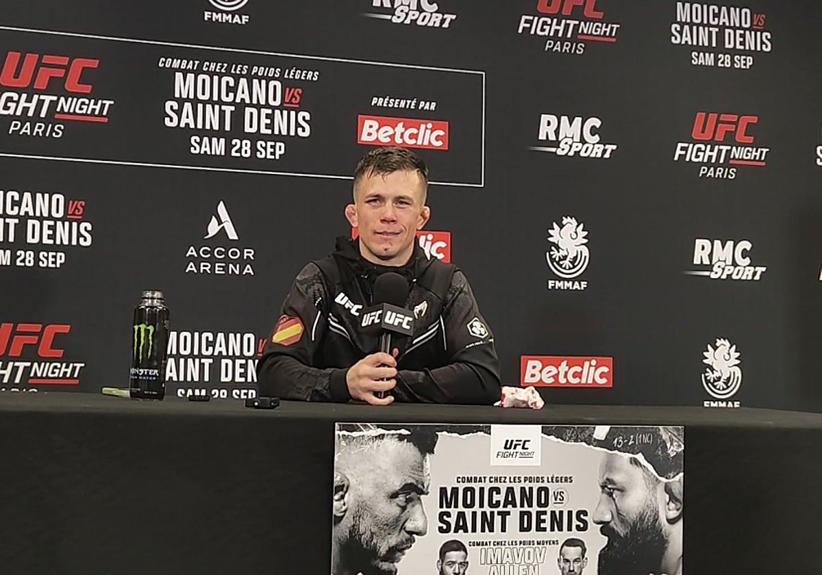 Dani Bárez, en rueda de prensa tras su victoria en el UFC de París