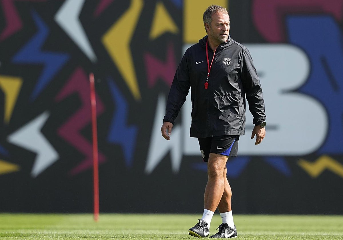 Flick, durante el entrenamiento de este lunes