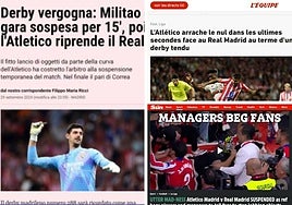 La «vergüenza» del derbi madrileño del Metropolitano salta a los medios internacionales
