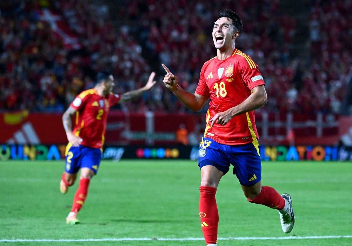 Zubimendi celebra el gol de la victoria