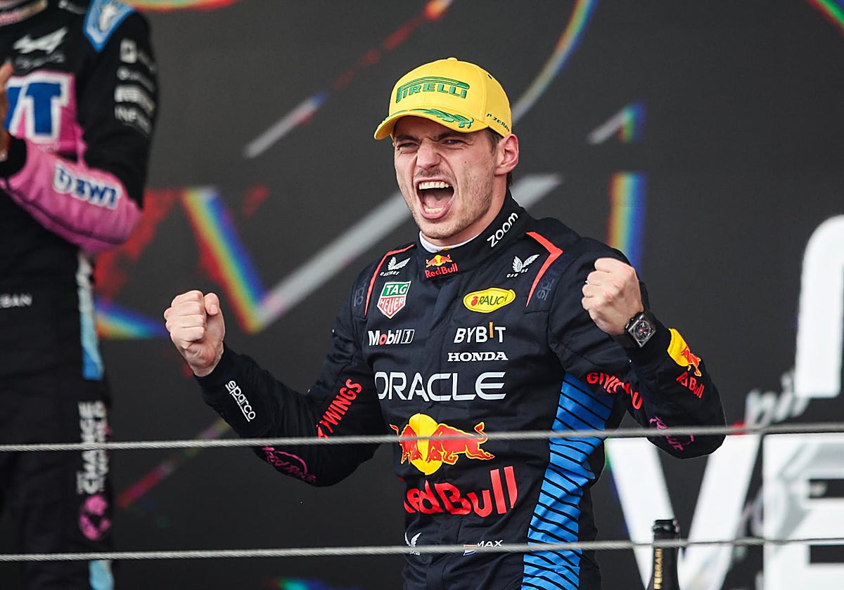 Max Verstappen, en el podio de Interlagos