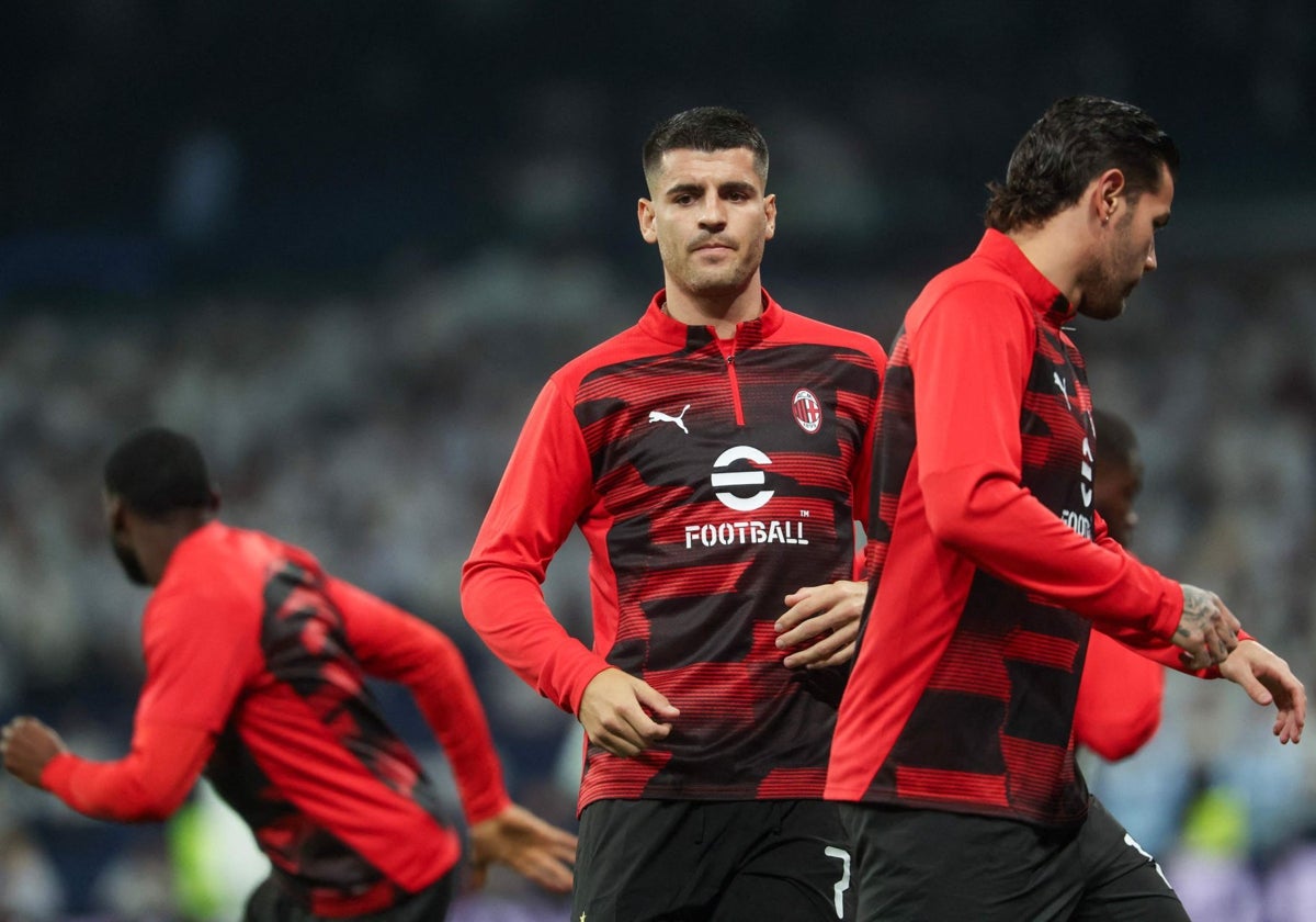 Álvaro Morata, durante un entrenamiento del Milan