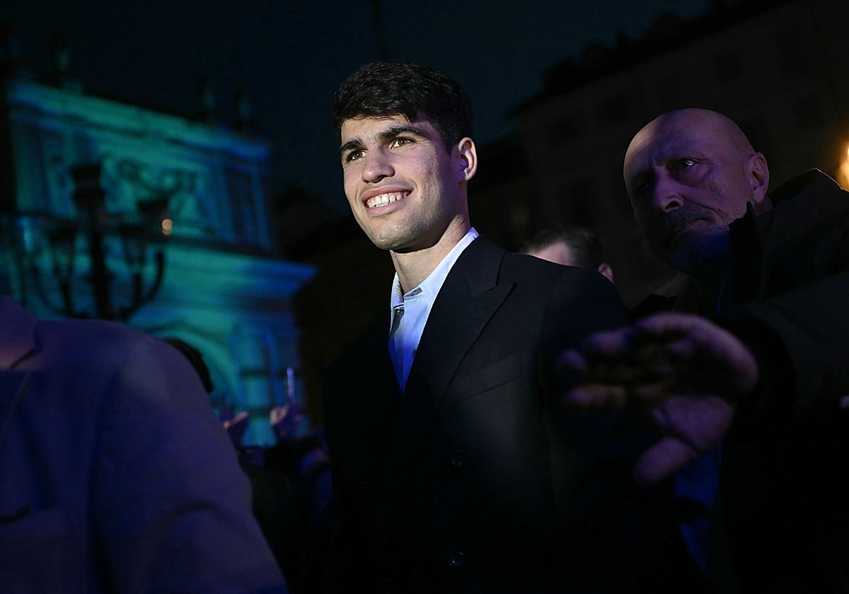 Carlos Alcaraz, a su llegada a Turín