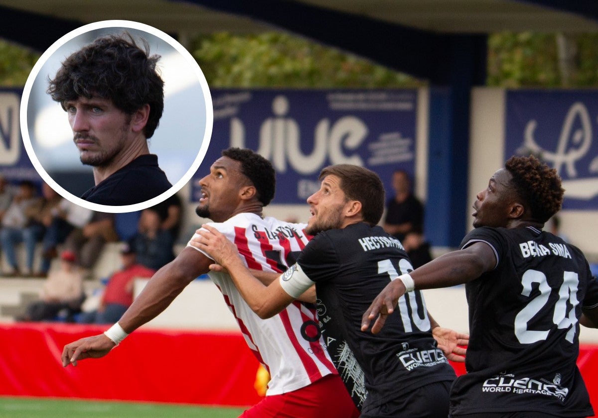 Partido del CDC Moscardó; arriba, Javi Poves, su entrenador