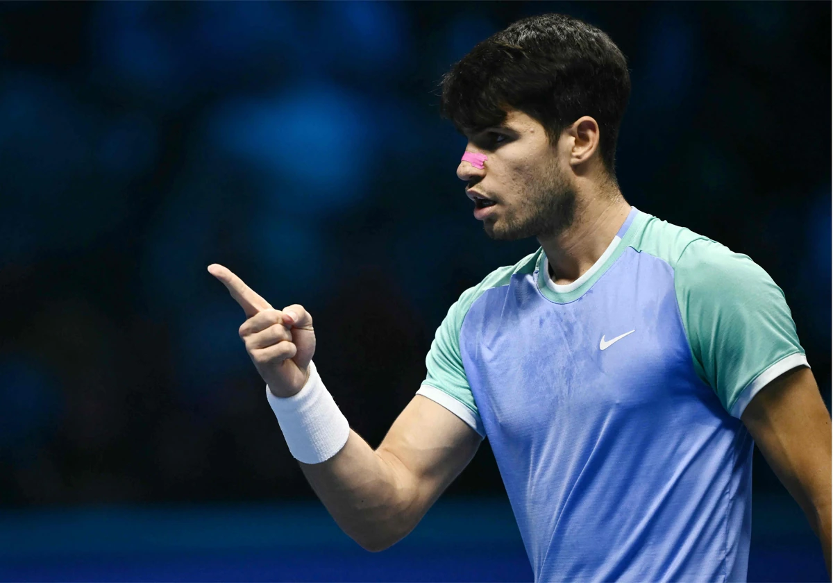 Carlos Alcaraz, durante el partido ante Zverev