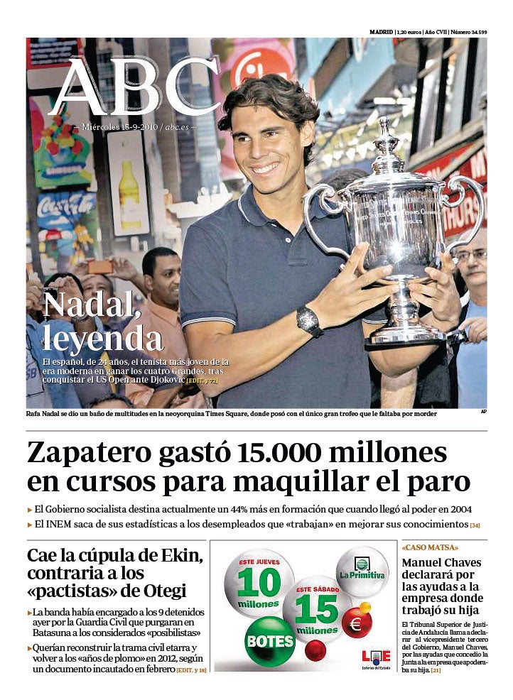 Las 58 portadas de Nadal en ABC