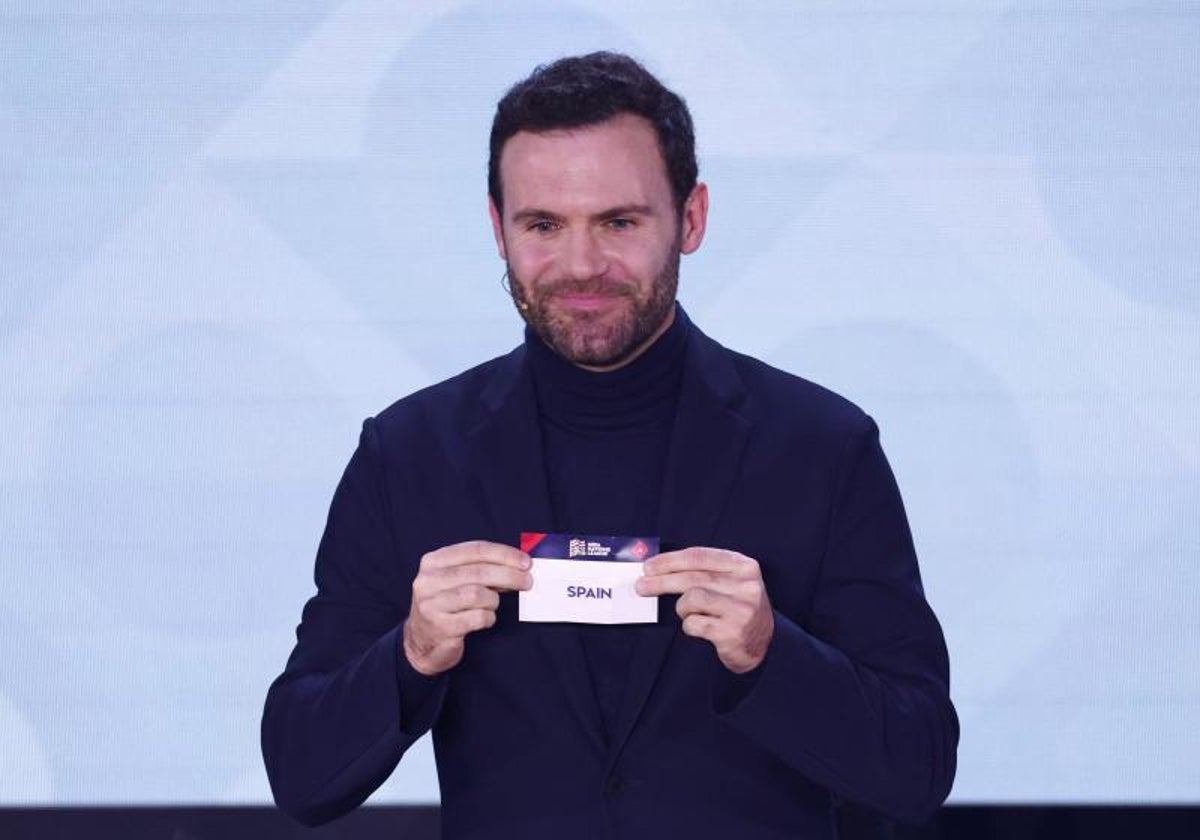 Juan Mata, durante el  sorteo de la Nations League en febrero