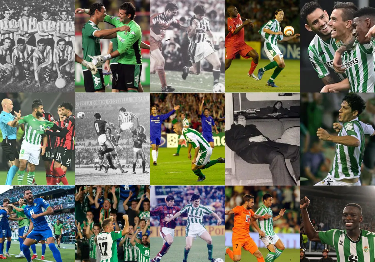 Imágenes correspondientes a diferentes capítulos en la trayectoria del Betis en competiciones eueopeas