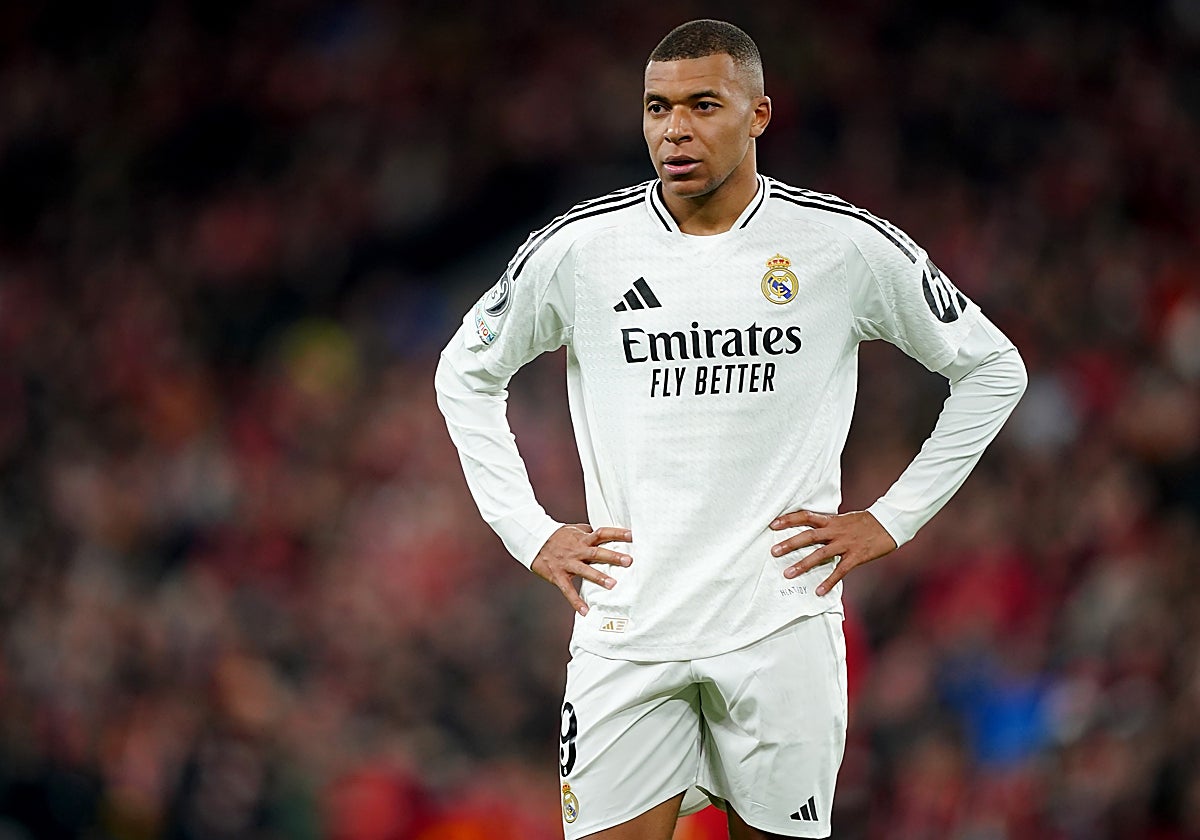 Kylian Mbappé, en el partido de la Champions ante el Liverpool
