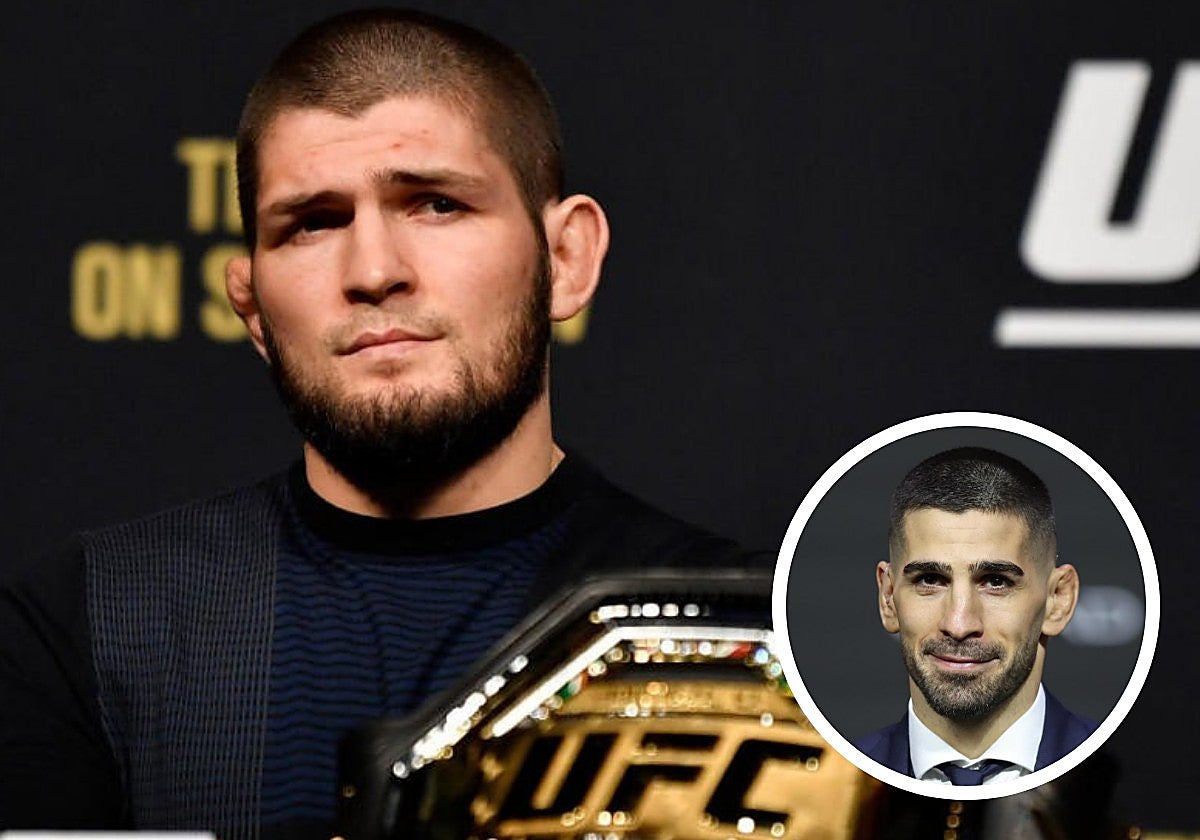 Khabib Nurmagomedov e Ilia Topuria (en el círculo)