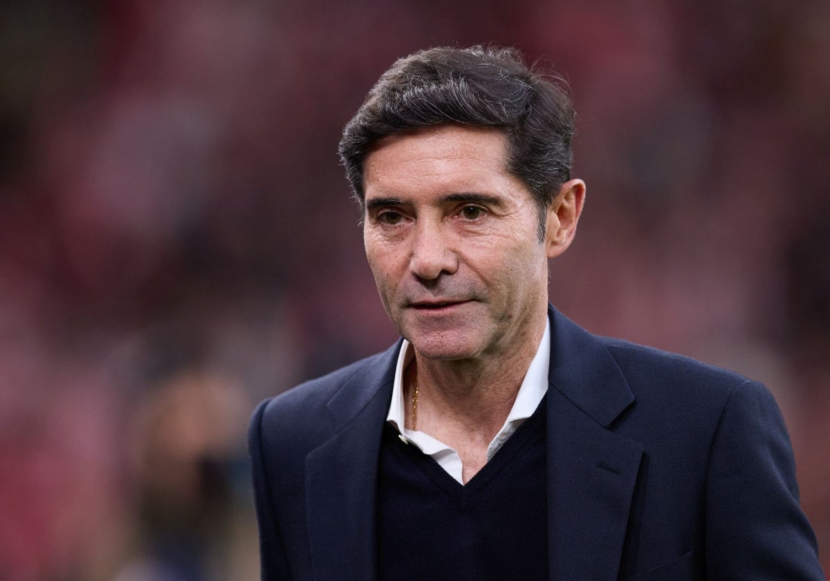 Marcelino, en el Athletic-Villarreal de LaLiga 24-25