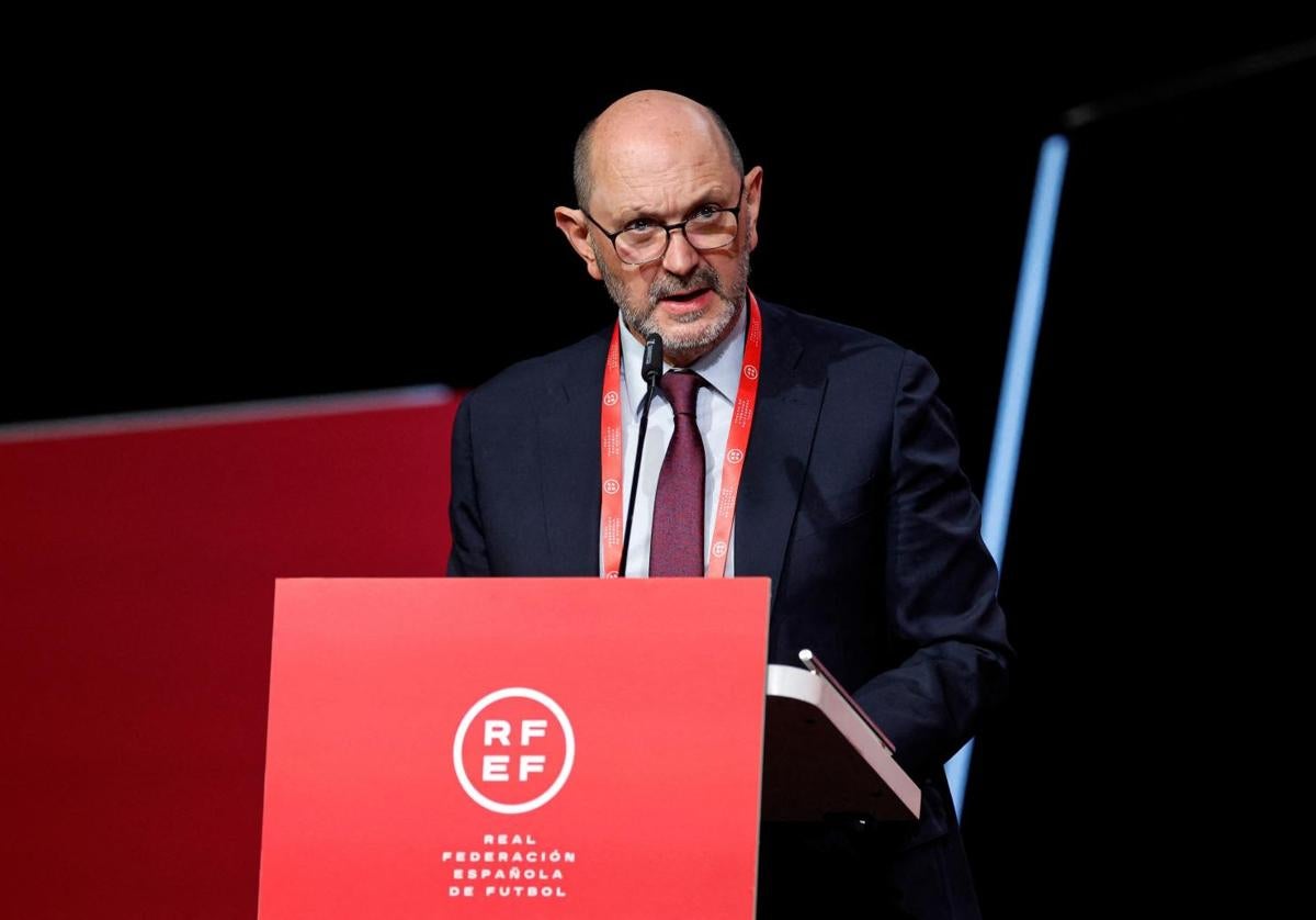 Rafael Louzán, durante la Asamblea General de la RFEF