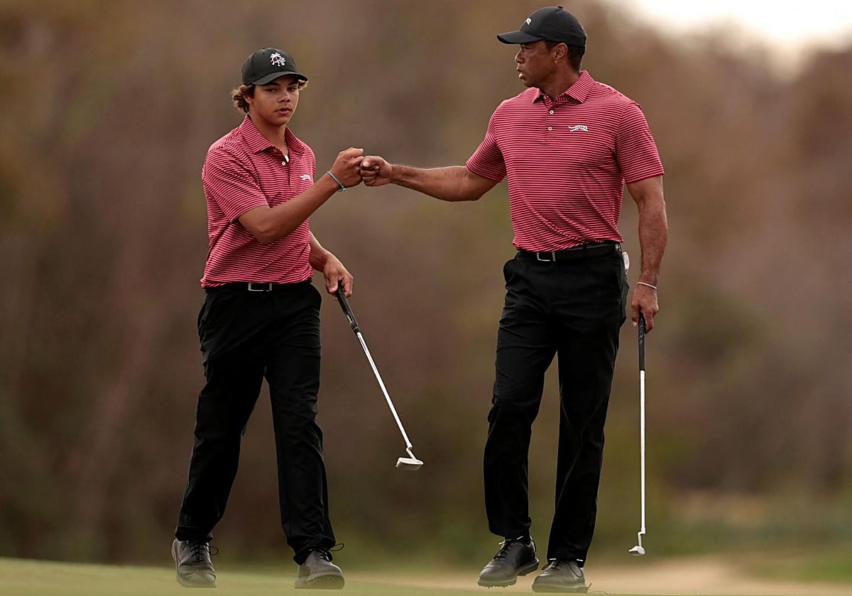 Charlie y Tiger Woods, durante el torneo