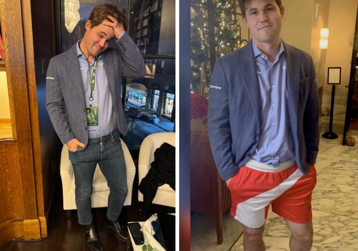 Carlsen, con vaqueros y en pantalón corto