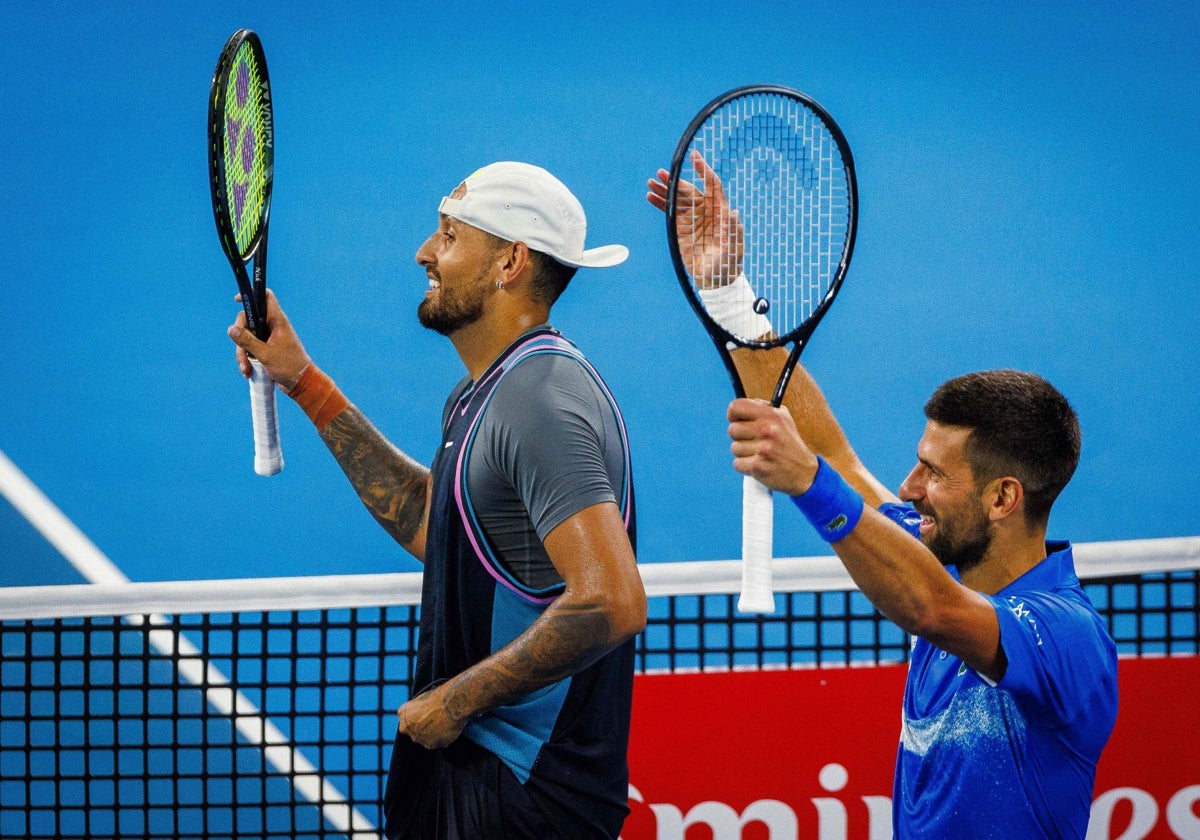 Kyrgios y Djokovic celebran el triunfo en dobles en Brisbane