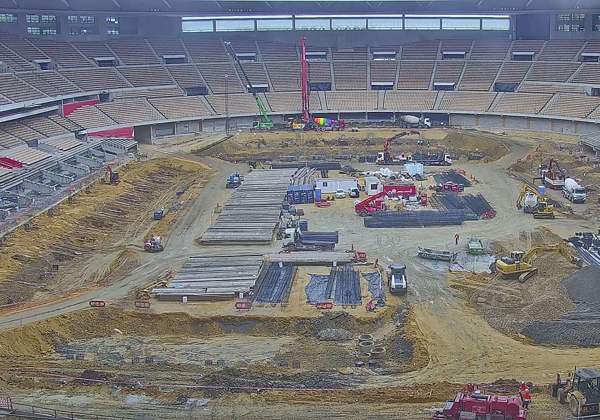 El proceso de las obras del estadio de la Cartuja en semanas recientes