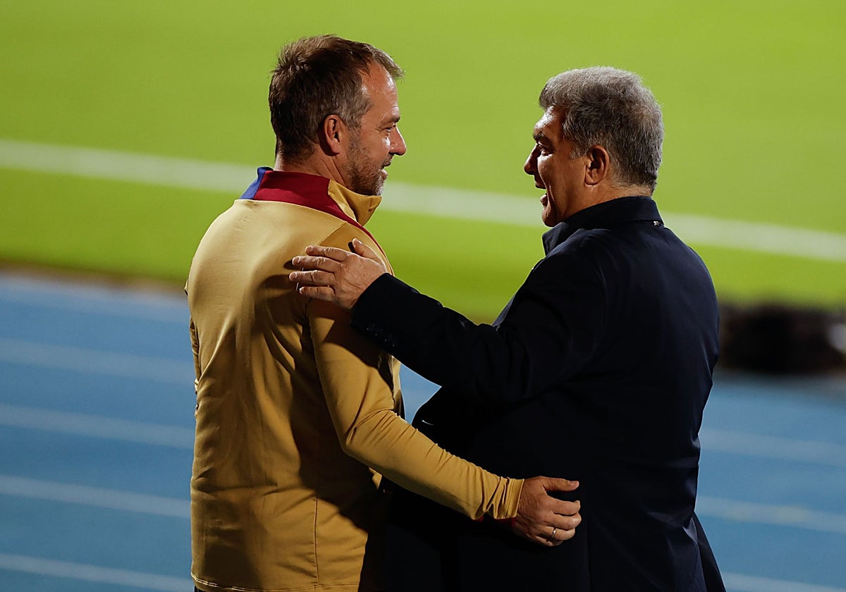 Laporta, con Hansi Flick en Yeda