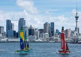 A escena los T-foils en el Gran Premio de Auckland