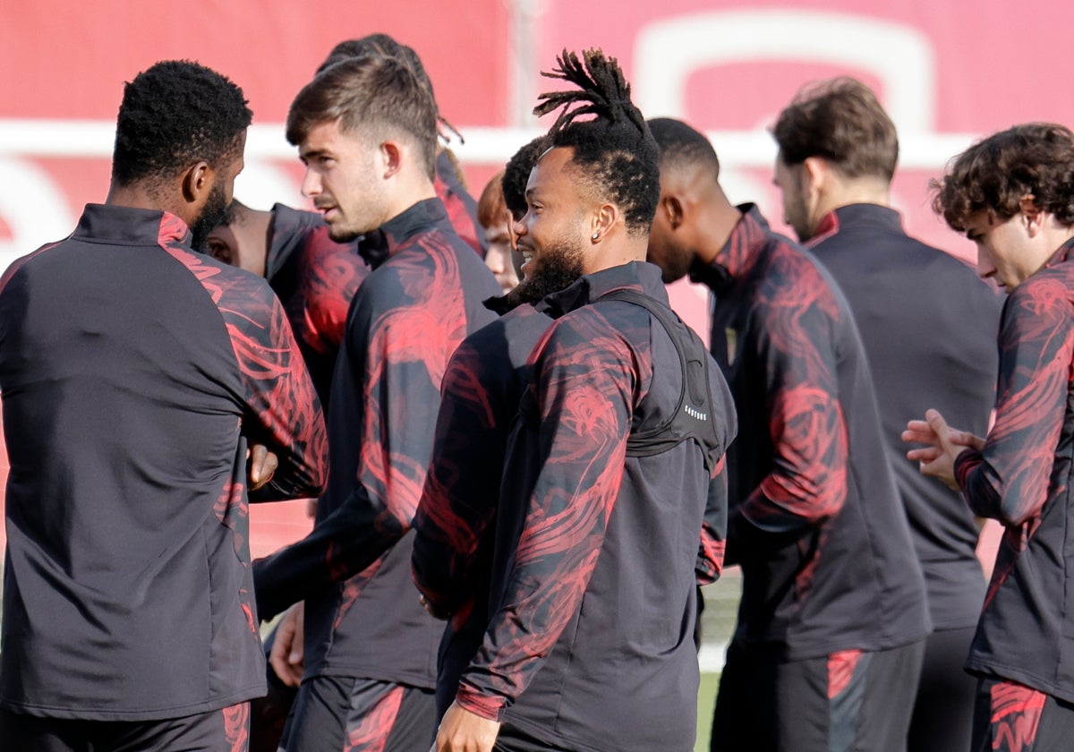 Kike Salas, en el entrenamiento de este miércoles