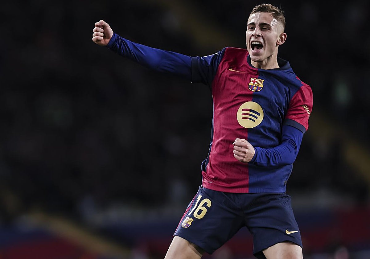 Fermín celebra uno de sus dos goles