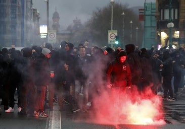 Ultras del PAOK griego, este jueves en San Sebastián