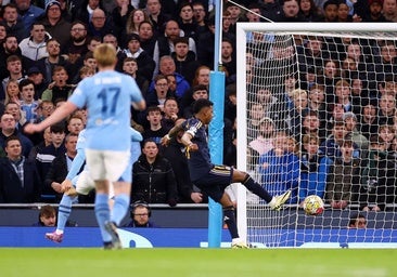 Rodrygo, en el momento de hacer el 0-1 en el Etihad la pasada temporada