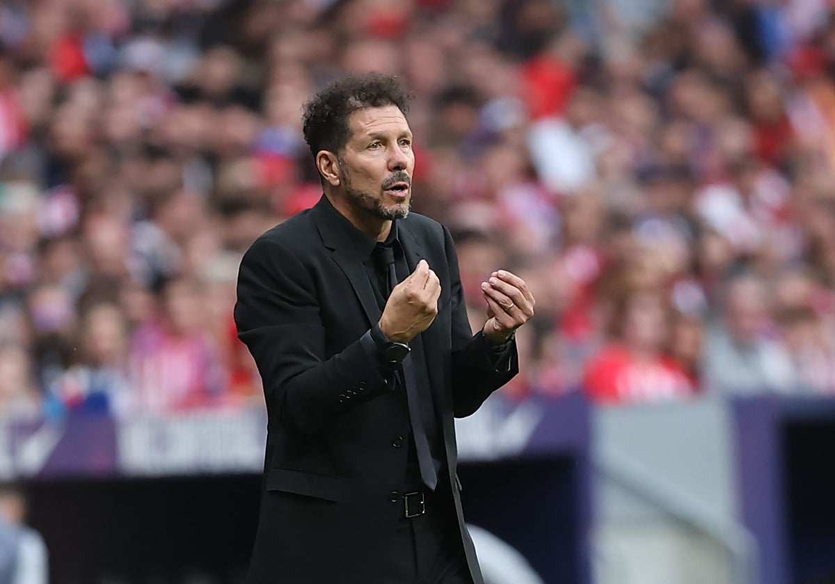 Simeone, durante un partido del Atlético de Madrid
