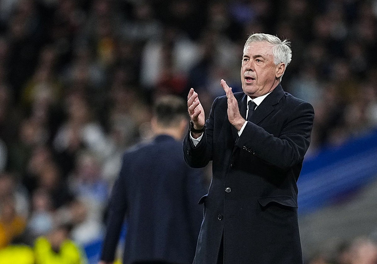 Ancelotti, durante el partido de Champions ante el Atlético de Madrid