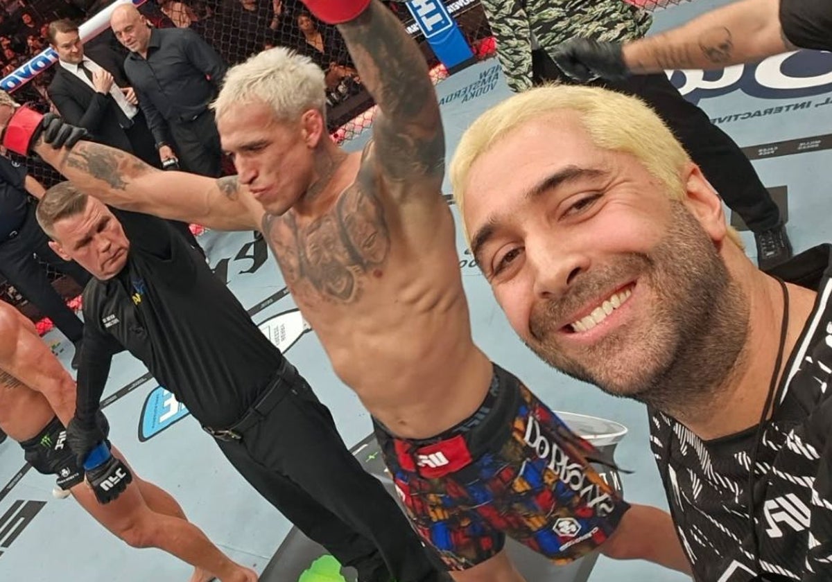 Diego Lima, junto a su pupilo Charles Oliveira