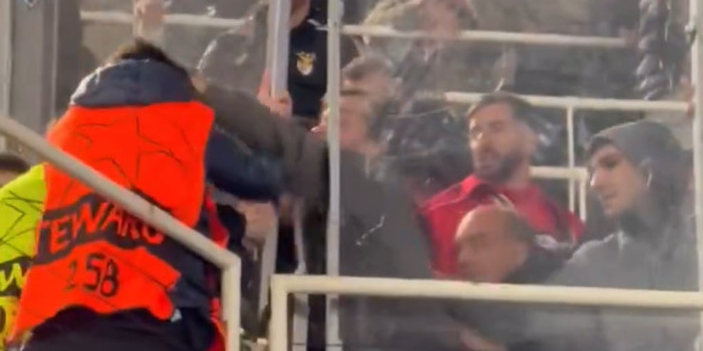 Batalla campal en Montjuic: ultras del Benfica desatan una pelea tras la derrota