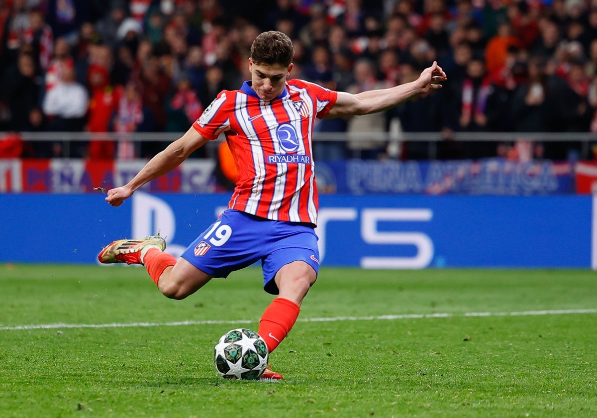 Julián Álvarez, en la tanda de penaltis de la Champions ante el Real Madrid